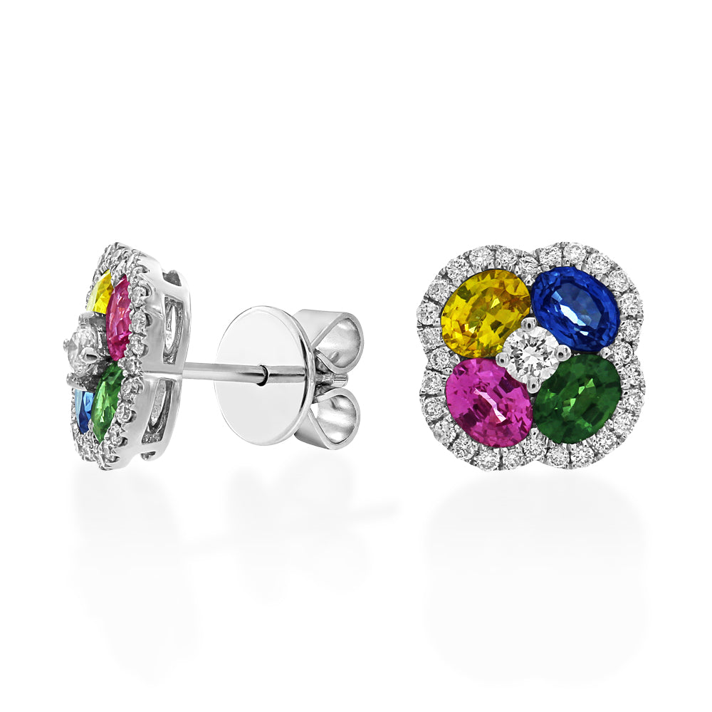 Multi-colour Sapphire and Diamond Earrings