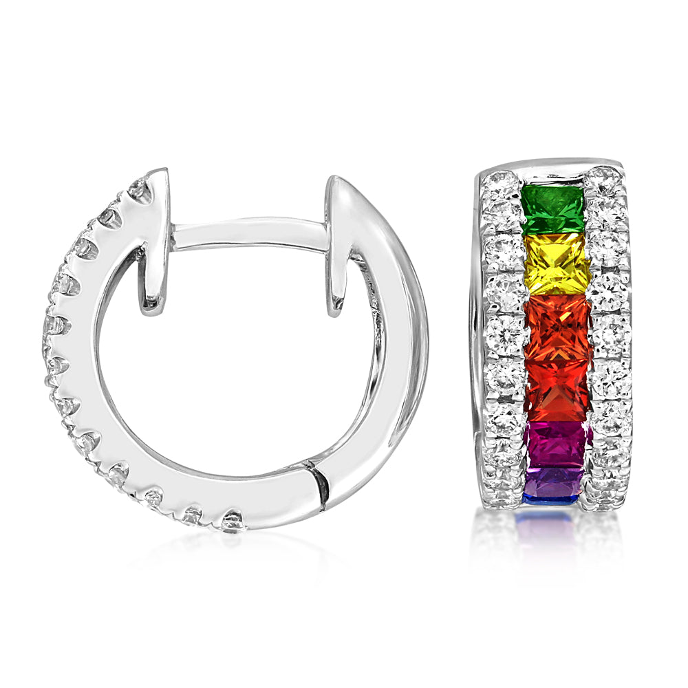 Multi-Colour Sapphire And Diamond Earrings