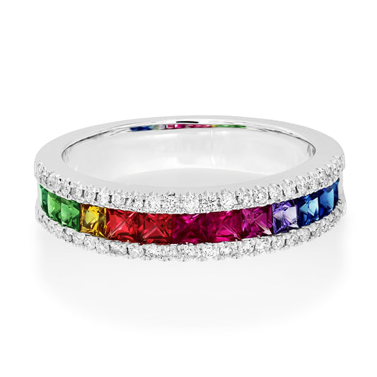 Multi- Colour Sapphire and Diamond Ring