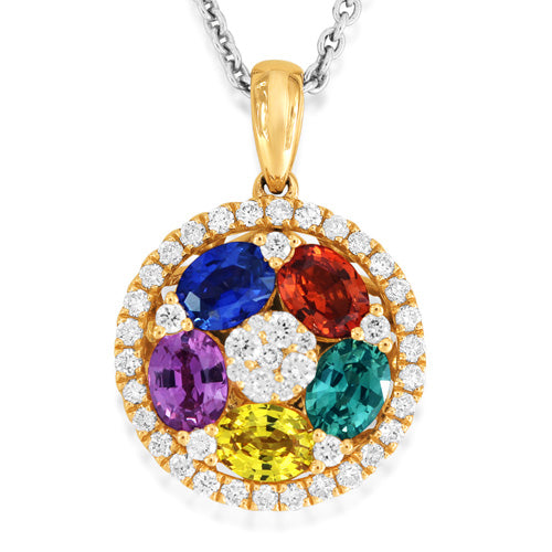 Multi-Colour Sapphire And Diamond Pendant