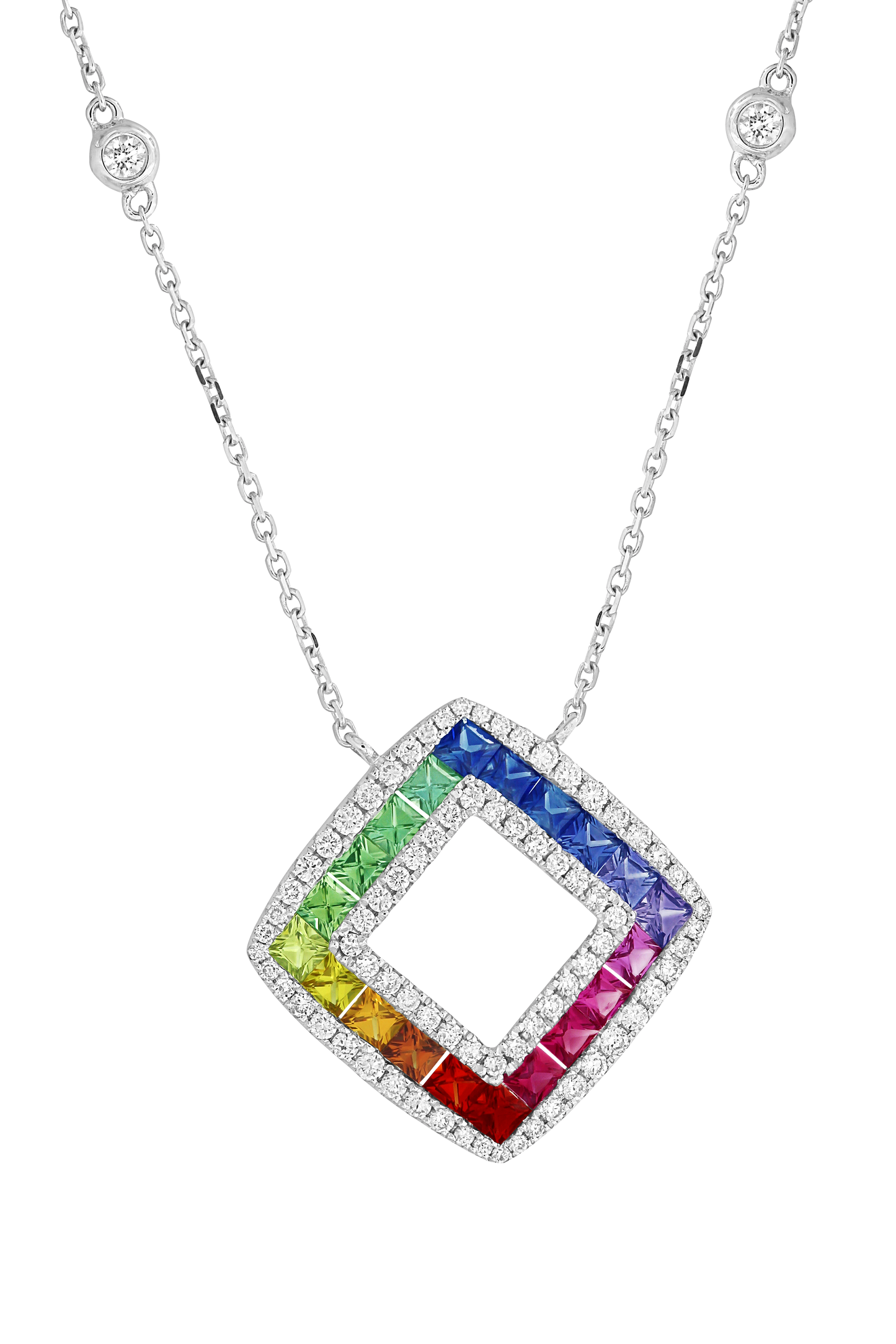 Multi-Colour Sapphire and Diamond Necklace