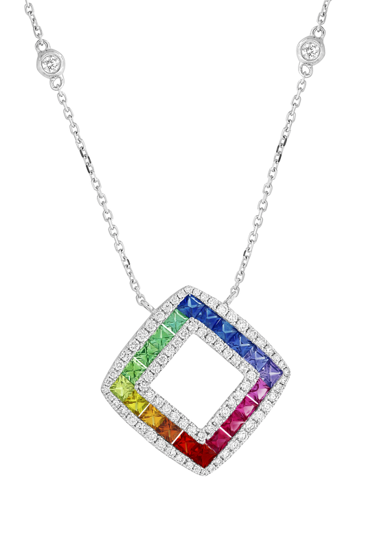 Multi-Colour Sapphire and Diamond Necklace