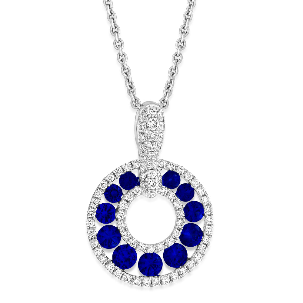 Circle of life Design Sapphire and Diamond Pendant