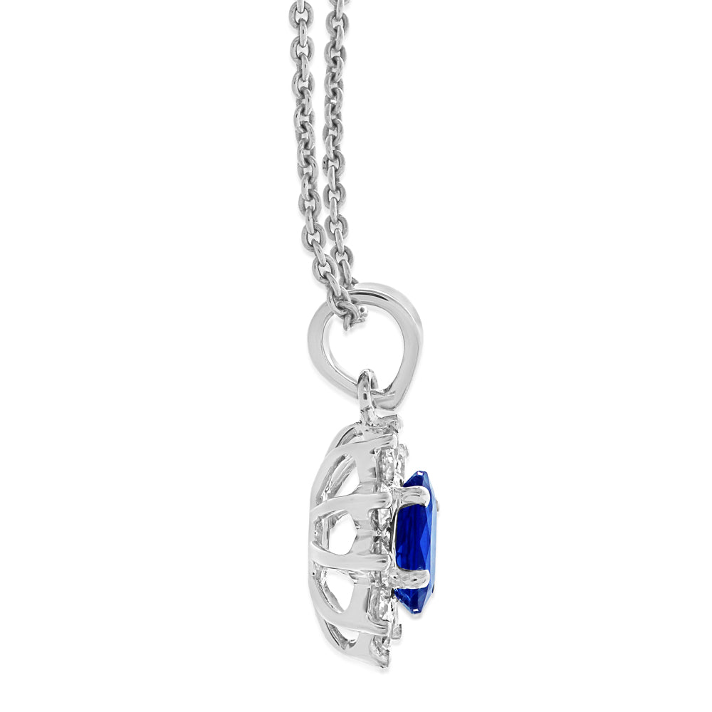 Oval Sapphire and Diamond Pendant