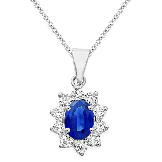 Oval Sapphire and Diamond Pendant