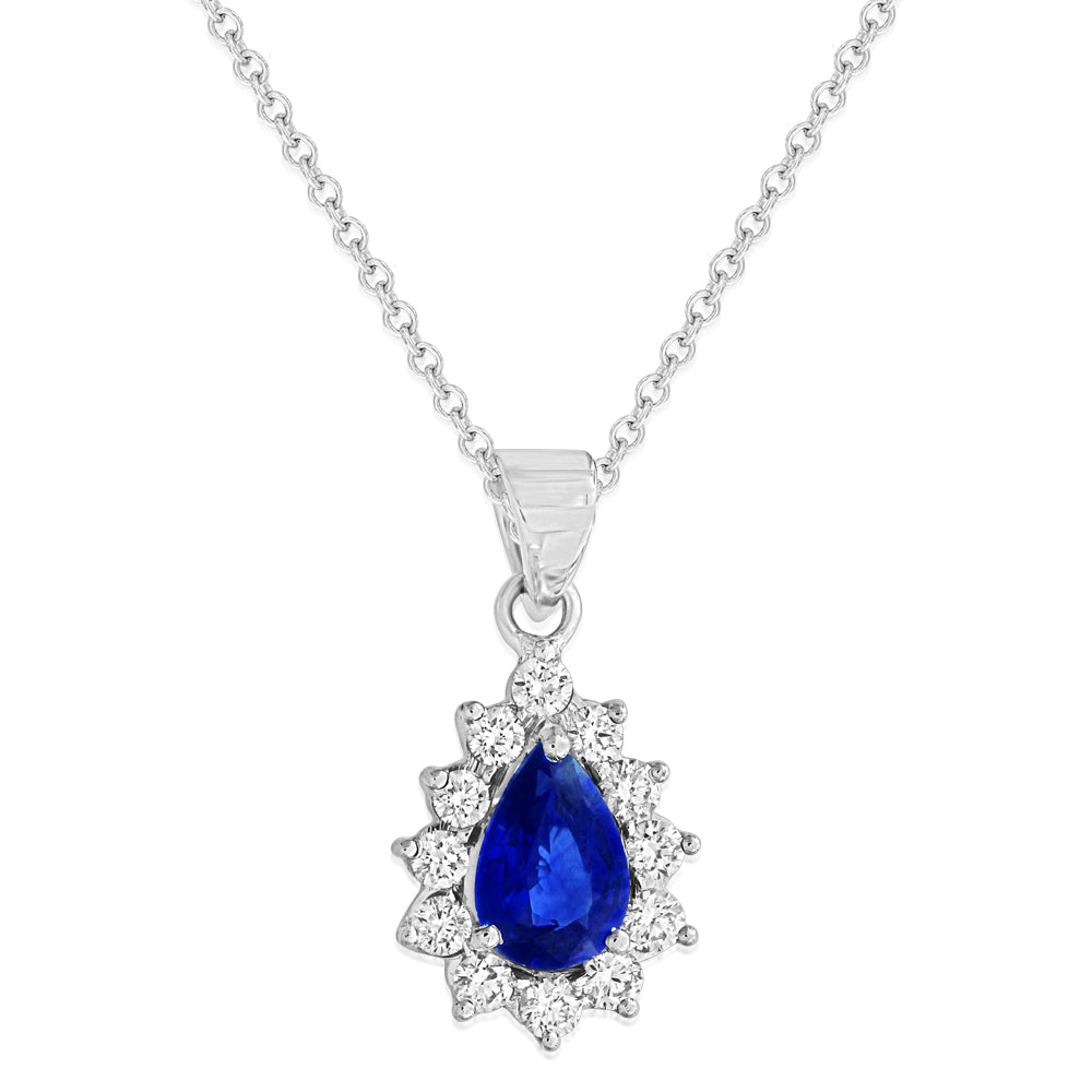 Flower Design Sapphire and Diamond Pendant